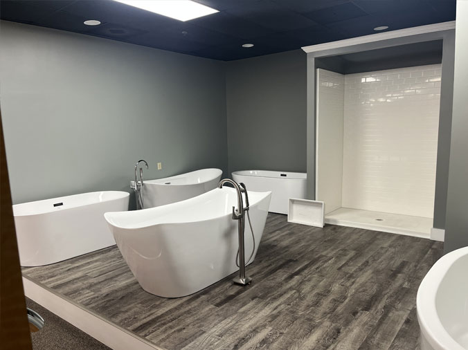 Bathtub and Shower display at the McDonald Supply Showroom