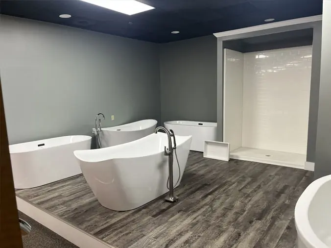 Bathtub and Shower display at the McDonald Supply Showroom